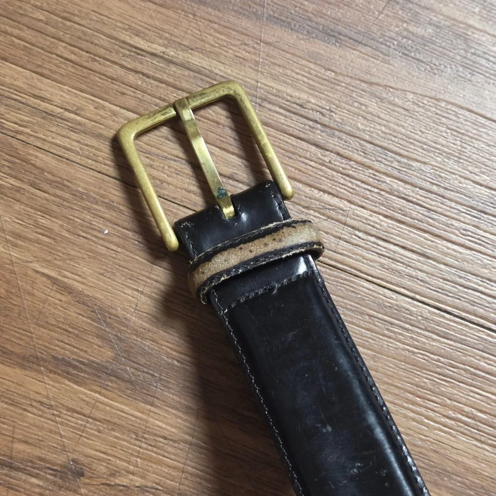 Brighton Mens English Calf Leather Belt 36 Solid Brass Buckle Black 33803